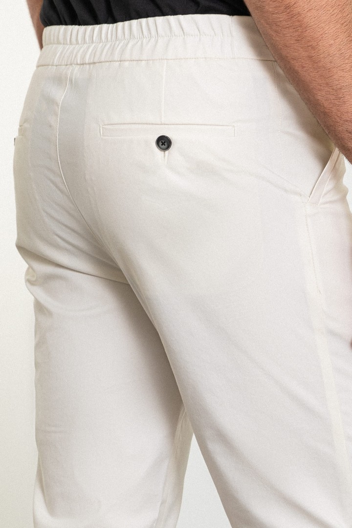 Ecru Color Cotton Fabric Casual Men's Pants