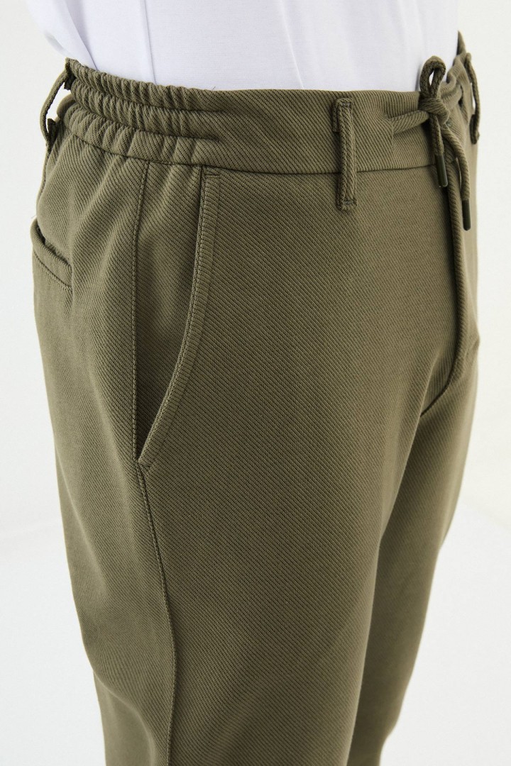 Khaki Color Drawstring Design Relax Fit Casual Men's Joggers