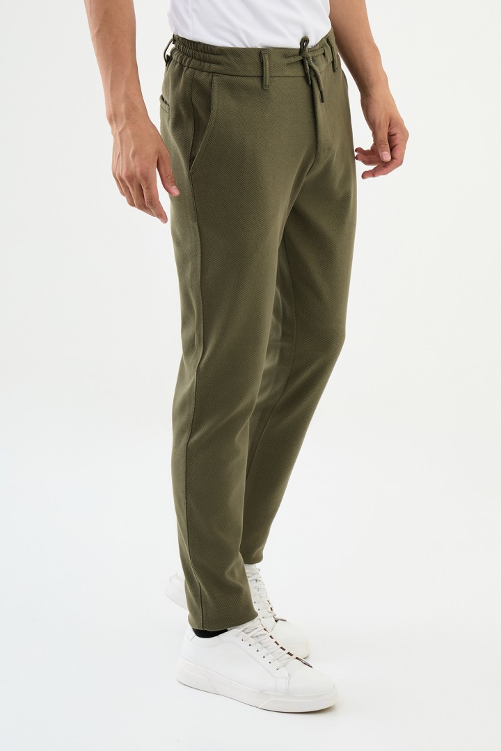 Khaki Color Drawstring Design Relax Fit Casual Men's Joggers