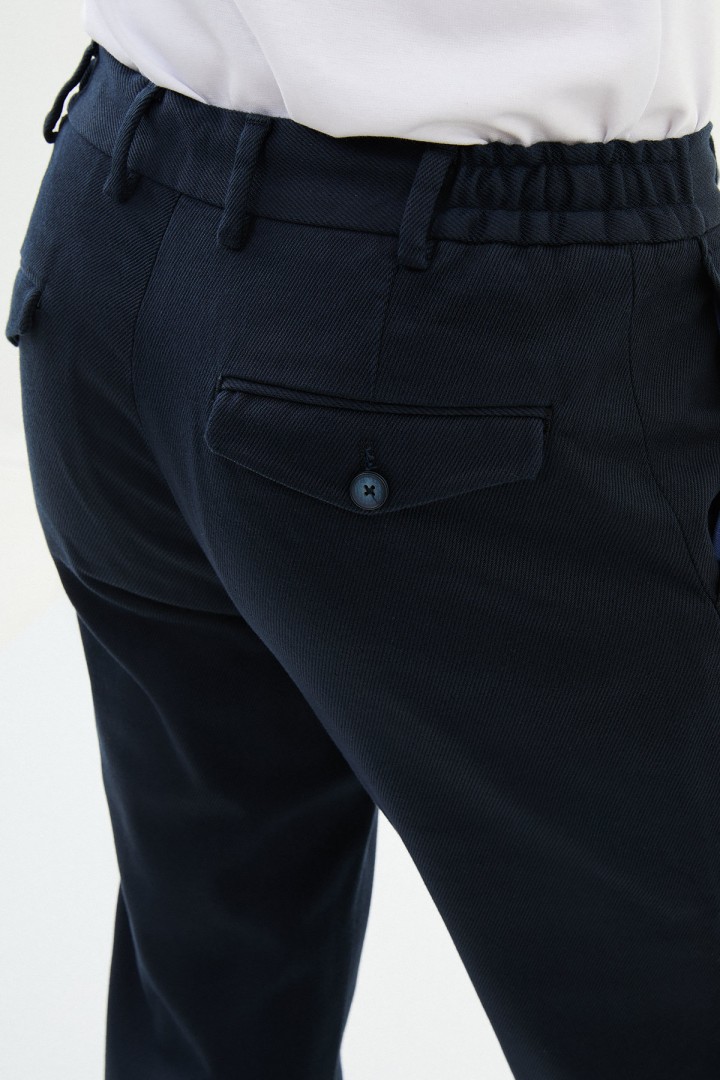 Dark Blue Color Drawstring Design Casual Cotton Men's Pants