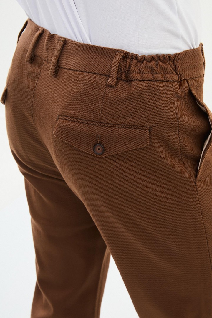 Camel Color Drawstring Design Casual Cotton Men's Pants