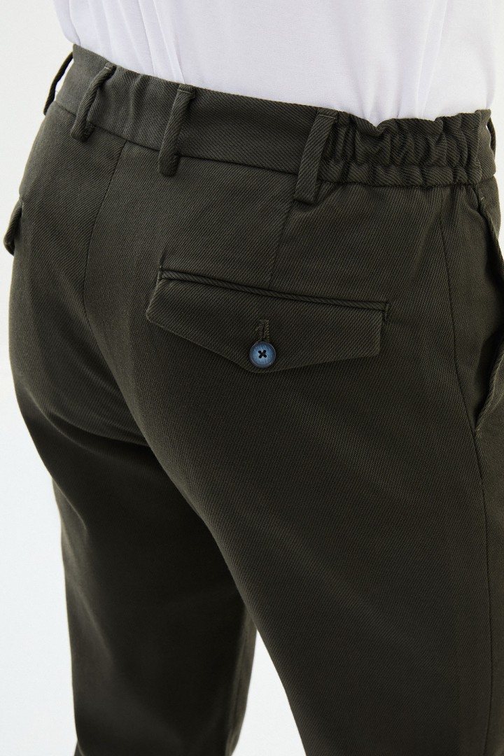 Khaki Color Drawstring Design Casual Cotton Men's Pants