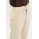 Beige Color Corded Design Casual Men's Linen Pants