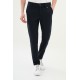 Dark Blue Color Belted Design Casual Men's Cotton Pants