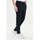 Dark Blue Color Belted Design Casual Men's Cotton Pants