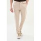 Beige Color Belted Design Casual Men's Cotton Pants
