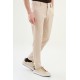 Beige Color Belted Design Casual Men's Cotton Pants