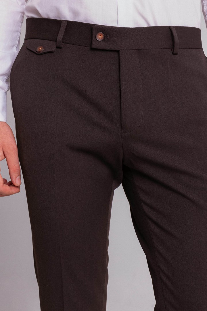 Brown Color Viscose And Elastane Fabric Super Slim Classic Mens Pants