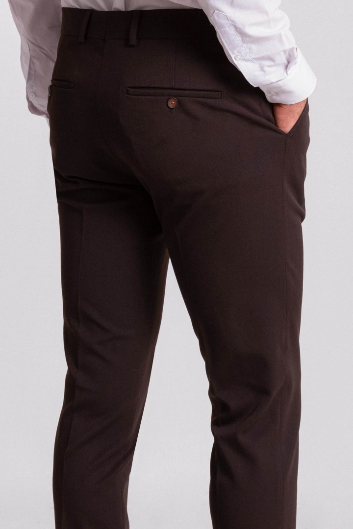 Brown Color Viscose And Elastane Fabric Super Slim Classic Mens Pants
