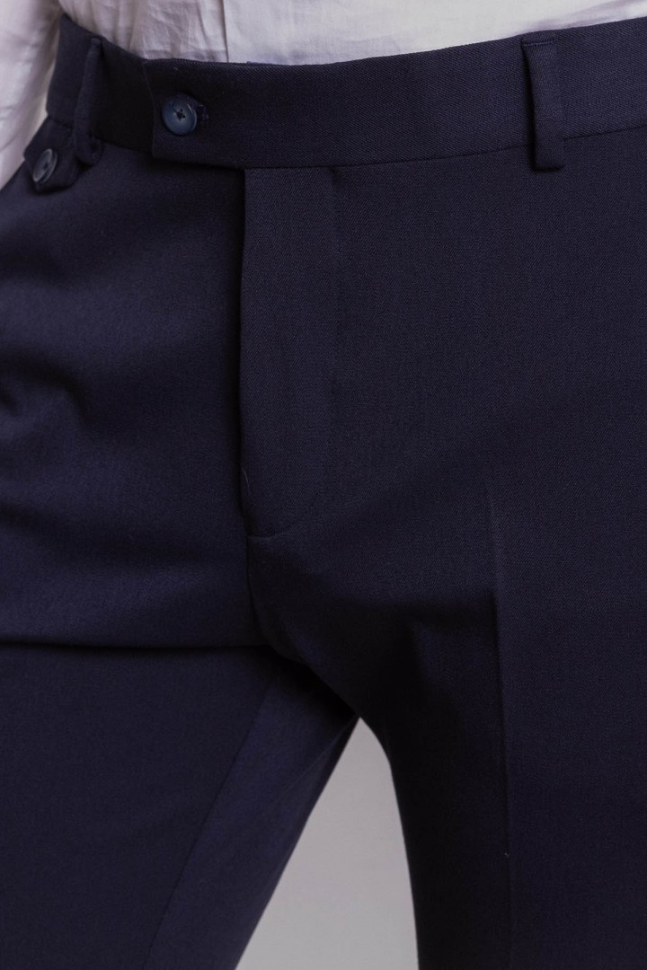 Dark Blue Color Viscose And Elastane Fabric Super Slim Classic Mens Pants