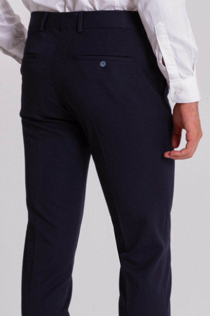 Dark Blue Color Viscose And Elastane Fabric Super Slim Classic Mens Pants