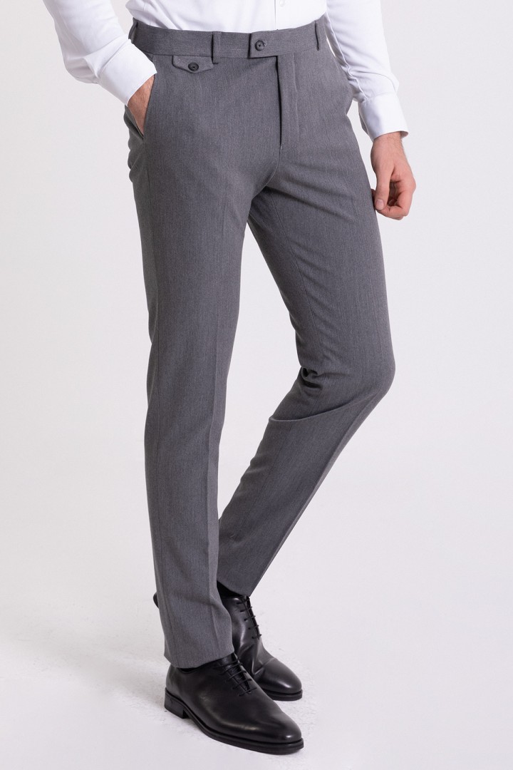 Light Grey Color Viscose And Elastane Fabric Super Slim Classic Mens Pants