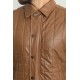 Camel Color Shirt Collar Design Casual Men's Leather Jacket