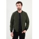 Khaki Color Mandaric Collar Casual Men's Jacket
