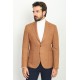 Camel Color Wool Viscose And Elastane Sayette Fabric With Dobby Detail Casual Men's Blazer