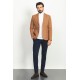 Camel Color Wool Viscose And Elastane Sayette Fabric With Dobby Detail Casual Men's Blazer