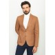 Camel Color Wool Viscose And Elastane Sayette Fabric With Dobby Detail Casual Men's Blazer