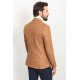 Camel Color Wool Viscose And Elastane Sayette Fabric With Dobby Detail Casual Men's Blazer