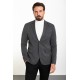 Anthracite Color Wool And Viscose Fabric With Flap Pocket Detail Basic Men's Blazer