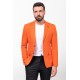 Orange Color Cotton Fabric With Dobby Design And Mono Collar Detail Casual Men's Blazer