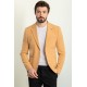 Camel Color Wool And Viscose Fabric With Hanging Pocket Detail Casual Men's Blazer