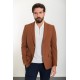 Tile Color Linen And Elastane Fabric With Mono Collar Detail Basic Men'S Blazer