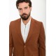 Tile Color Linen And Elastane Fabric With Mono Collar Detail Basic Men'S Blazer