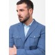 Indigo Color Viscose And Linen Fabric With Front Flap Pocket Detail Casual Men's Blazer