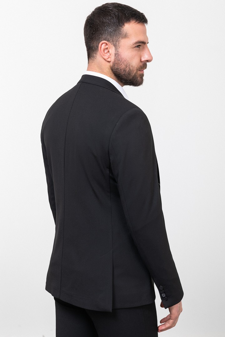Black Color Wool Fabric Classic Slim Fit Men's Blazer