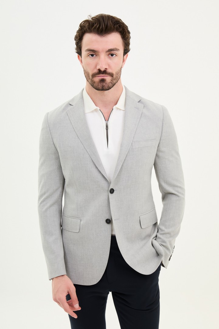 Light Grey Color Classic Wool Men's Blazer