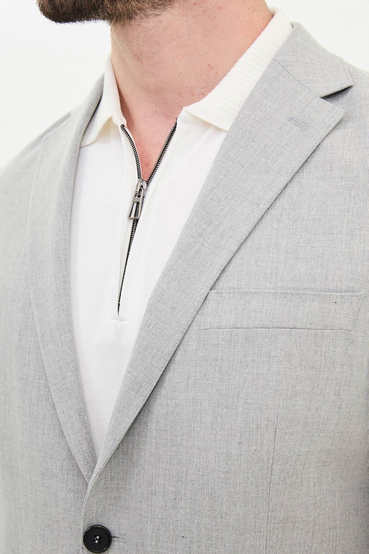 Light Grey Color Classic Wool Men's Blazer