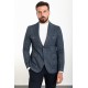 Dark Blue Color Flap Pocket Design Casual Wool Men's Blazer