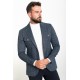 Dark Blue Color Flap Pocket Design Casual Wool Men's Blazer