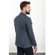Dark Blue Color Flap Pocket Design Casual Wool Men's Blazer