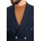 Dark Blue Color Striped And Double Breasted Design Classic Wool Men's Blazer