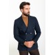 Dark Blue Color Striped And Double Breasted Design Classic Wool Men's Blazer