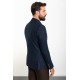 Dark Blue Color Striped And Double Breasted Design Classic Wool Men's Blazer