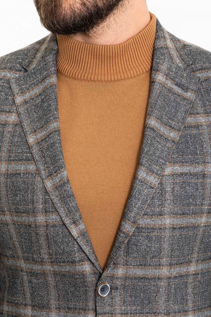 Black Color Check Patterned Design Classic Wool Men's Blazer