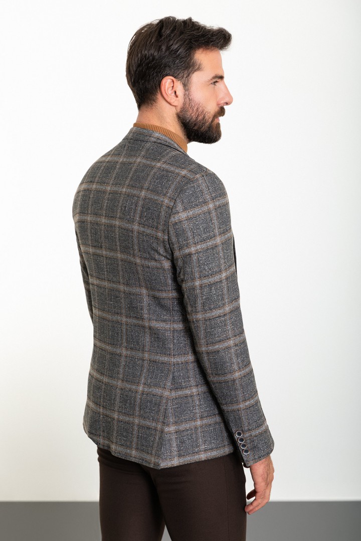 Black Color Check Patterned Design Classic Wool Men's Blazer