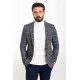 Dark Blue Color Check Patterned Design Classic Wool Men's Blazer