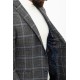 Dark Blue Color Check Patterned Design Classic Wool Men's Blazer