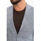 Dark Blue Color Cotton And Linen Check Patterned Design Casual Men's Blazer