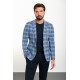 Light Blue Color Check Patterned Design Classic Men's Blazer