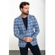 Light Blue Color Check Patterned Design Classic Men's Blazer
