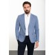 Blue Color Check Patterned Design Linen Fabric Classic Men's Blazer