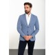 Blue Color Check Patterned Design Linen Fabric Classic Men's Blazer
