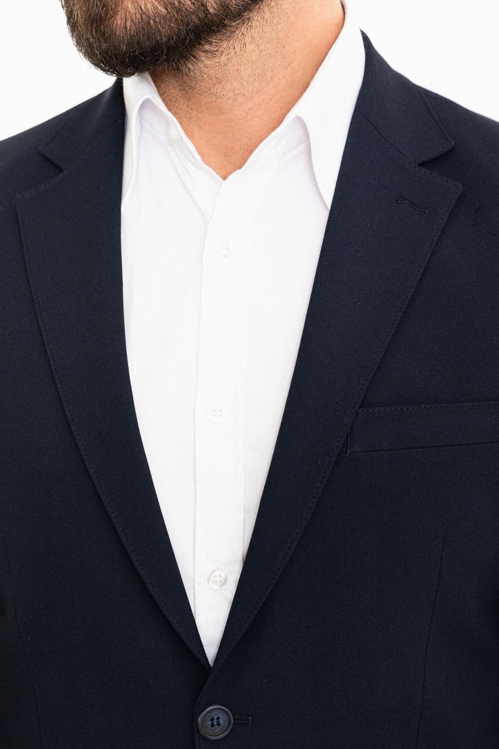Dark Blue Color Classic Cotton Men's Blazer