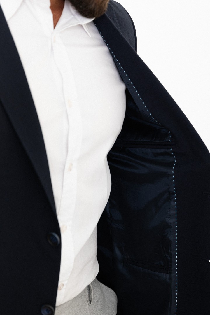Dark Blue Color Classic Cotton Men's Blazer
