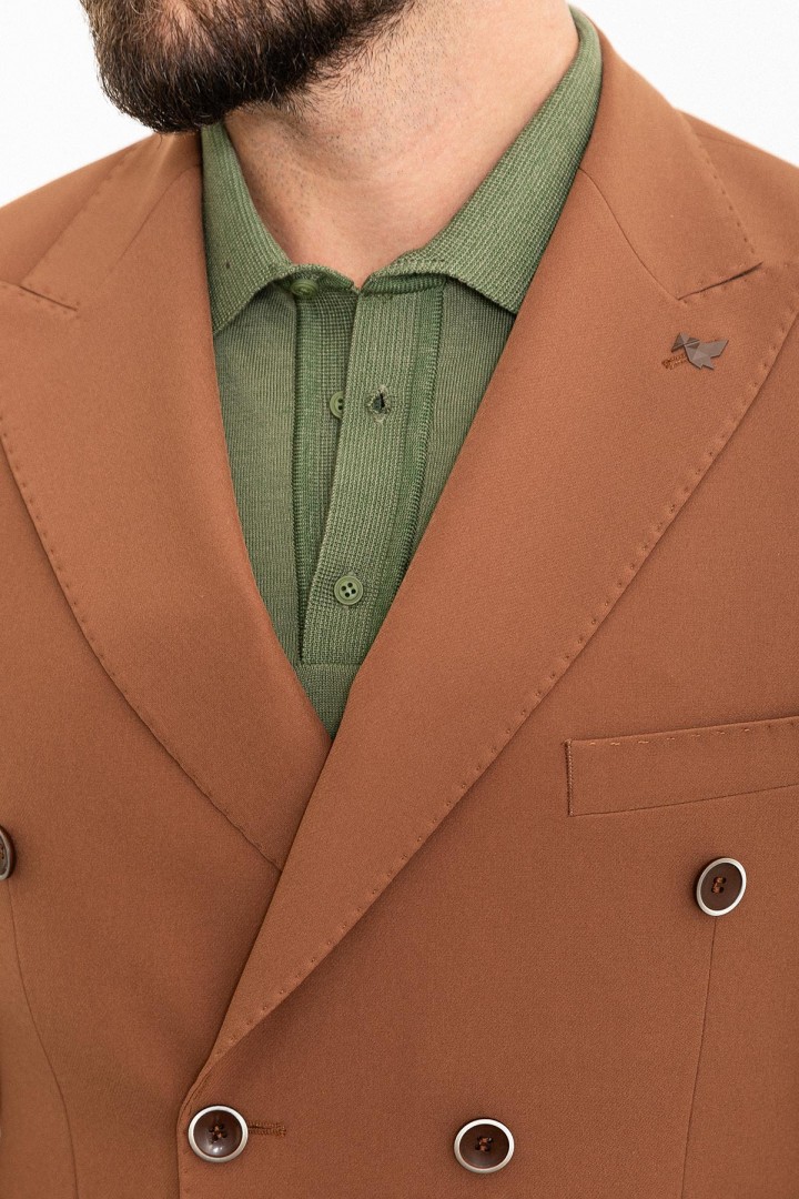 Camel Color Double Breasted Design Classic Men's Blazer