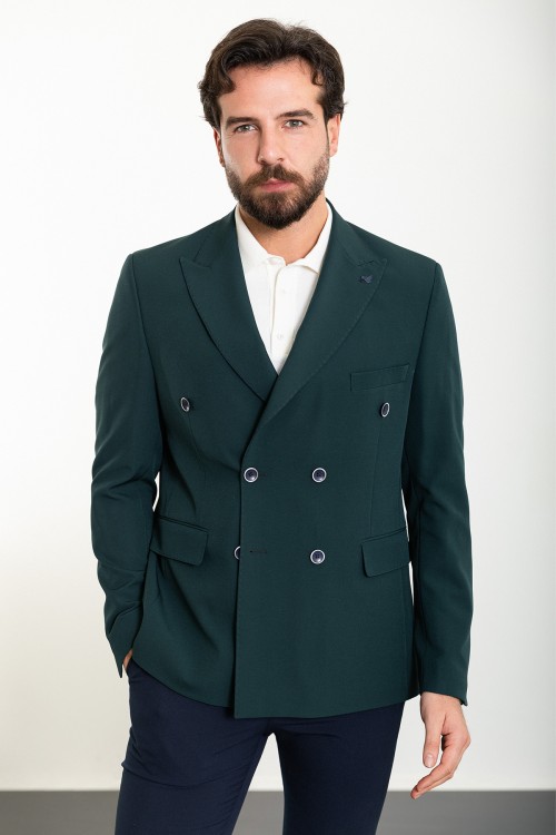 Emerald Color Double Breasted Design Classic Men's Blazer